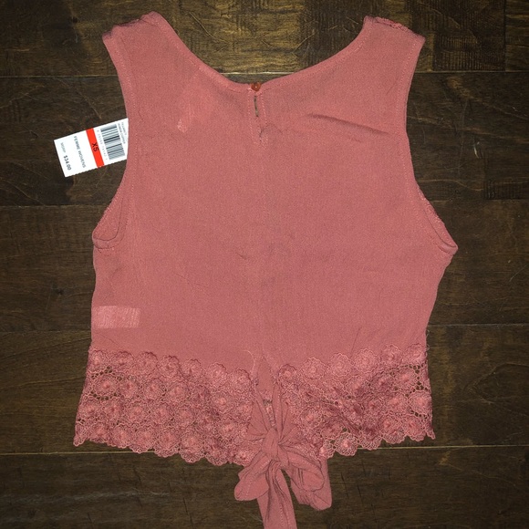 XS pink tank top with tie bow on back - Picture 2 of 4